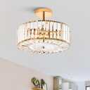 VONLUCE Crystal Light Fixture, Modern Semi Flush Mount Ceiling Light, 15" Round 4-Light Crystal Chandelier Hallway Lighting for Kitchen Bedroom Living Room Dining Room Entryway Closet, Gold (15", Gold)