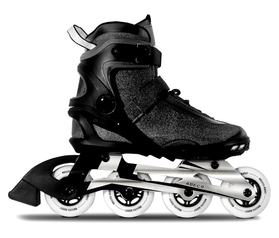 Inline Skates PRO for Adult Women - ABEC-9 Bearing with Breathable Lining for Male Female, Optional Brake, Size W 6-9, Black