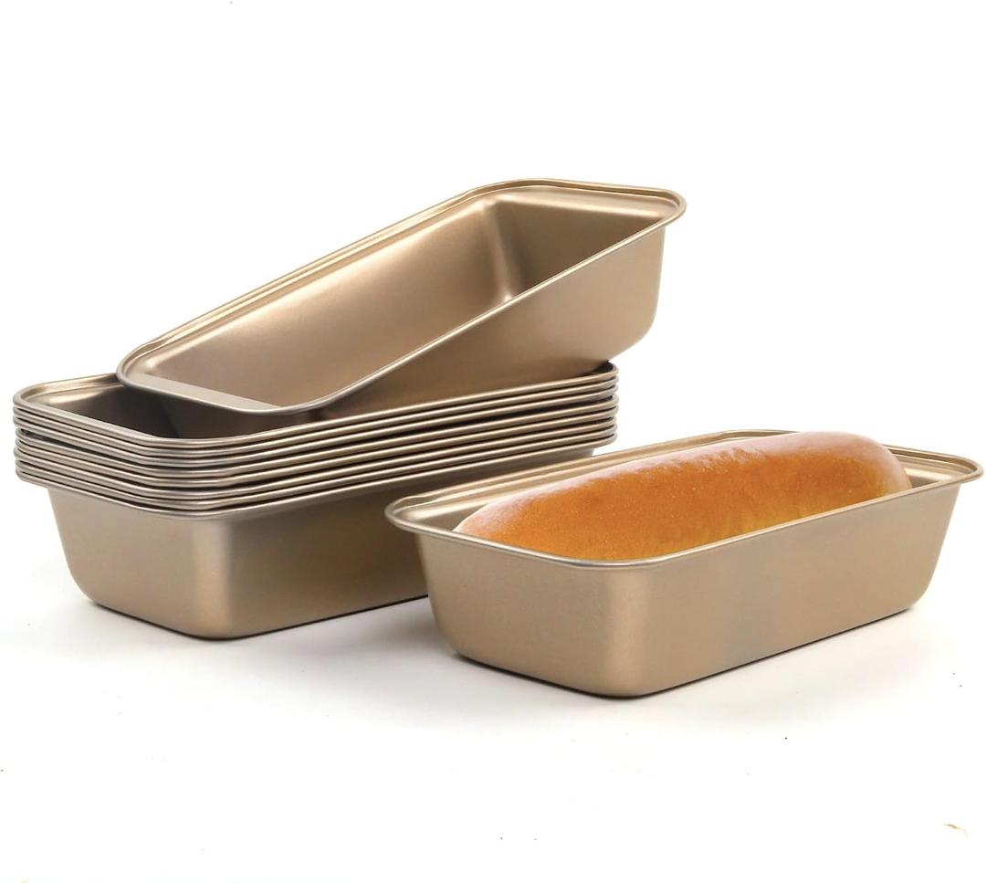 Bread Loaf Pan,10 Pack Nonstick Loaf Baking Pan 9.5 x 5 Inch Loaf Pan Homemade Bread Pan,long-lasting Baking Tin for Homemade Bread, Brownies & Pound Cakes - Kitchen Essential, Easy Release (Gold)