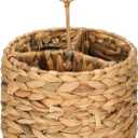 Glenmal Wicker Flatware Storage Basket Utensil Caddy Hand Woven Divided Cutlery Holder Kitchen Utensil Organizer Water Hyacinth Silverware Organizer with Handle for Countertop Party (Round)
