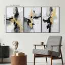 SAFERRYHOME Abstract Textured Framed Canvas Wall Art, Neutral Minimalist Wall Decor Modern Art Prints, Black Gold Wall Painting Artwork Pictures for Living Room,Bedroom,Dining Room,Office, 24"x36"x3
