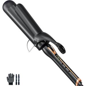 Curling Iron 2 Inch, Large Barrel Curling Iron for Long Hair, 2 inch Curling Irons Ceramic Barrel with Argan Oil Infused, 14 Heat Settings (Gold)