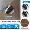 2 Pcs Self Adhesive Door Stoppers, Stainless Steel Floor Door Stop Wall Protector, Half Dome Floor Gate Stopper for Living Room, Bedroom, Bathroom, Office (Bright)