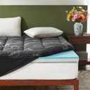 BEDLORE 4 Inch Memory Foam Mattress Topper Queen,2-in-1 Dual Layer Design (2" Gel Memory Foam + 2" Plush Pillow Top Cover) Mattress Topper Medium-Firm, Pressure Relief & Back Pain Support(Dark Gray) 