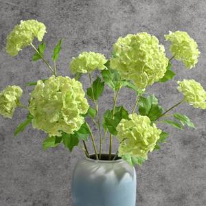 Waipfaru 4PCS Hydrangea Artificial Flowers, Real Touch Flowers, 26.8" Faux Hydrangea Flowers, Latex Real Touch Hydrangea, Fake Flowers for Home Decor Party Bouquet Wedding Decoration, Green