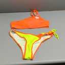 YELAIVP Women's Bikini Sets One Shoulder High Waisted Two Piece Swimsuit Lace Up High Cut Bathing Suit (Medium, 141_orange)