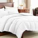 CozyLux California King Comforter Set White - 3 Pieces Cal King Box Stitched Quilted Bedding Sets, Soft Breathable Bed Sets for All Seasons with 1 Down Alternative Comforter and 2 Pillow Shams