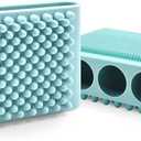 1PCS Silicone Body Scrubber Exfoliator- Bath Loofah & Sponges Alternative 4-Finger Non-Slip Grip Face & Scalp Scrubber for Sensitive Skin Body Brush for Men & Women (Blue)