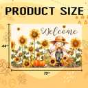 Welcome Fall Photography Backdrop Autumn Pumpkin Sunflower Scarecrow Background, Thanksgiving Party Supplies Farm Harvest Banner Photo 72 x 44 Inch