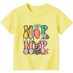 Happy Easter Shirt Kids-Easter for Toddler Boys Girls Tee Tops Hip Hop Easter Shirt Toddler C-Yellow, 4T