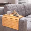 Sofa Arm Tray,Bamboo Folding Couch Arm Tray,Sofa Armrest Trays with Anti-Slip Pad for Drinks,Snacks,Phone,Remote ControlNatural