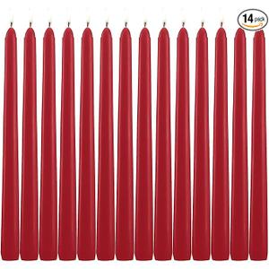 Grcdoyvl 14 Pack Tall Red Taper Candles  10 Inch Red Dripless, Unscented Dinner Candle  Paraffin Wax with Cotton Wicks  8 Hour Burn Time.