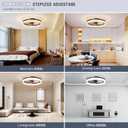 VOLISUN Low Profile Ceiling Fans with Lights and Remote, Fandelier Ceiling Fan Flush Mount, 3000K-6500K Smart Bladeless LED Fan Light, Black Modern Ceiling Fans with Lights for Bedroom, 19.7 INCH