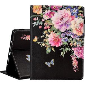 KEROM Case for iPad (A16) 11th Generation Case 11 Inch 2025, iPad 10th Generation Cover 10.9 Inch 2022, Cute PU Leather Folio Stand Protective Cover for Kids, Girls, Woman - Flowers