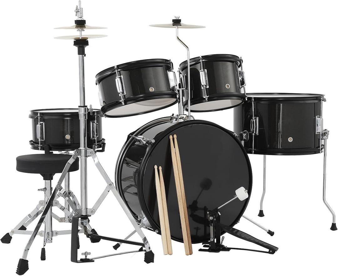 Full Size Complete 5-Piece Full Size Drum Set for Beginners & Teens | Includes Adjustable Throne & Cymbal, Complete 5-Piece Kit