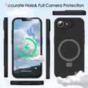Mag-Ring Designed for iPhone 16E Case, Liquid Silicone [Moisturizing Factor] Extreme Soft Slim Phone Case with Stand [Compatible with MagSafe] for 16E 6.1 inch Men Women Black