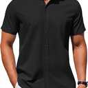 COOFANDY Men's Button Down Shirt Short Sleeve Casual Shirt for Men Summer Business Casual Dress Shirt M