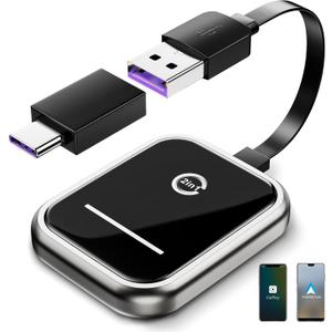 Wireless CarPlay Adapter for iPhone Apple iOS 10+, 2 in 1 Android Auto Wireless Adapter for Phone Android 11+, Wired to Wireless Only for Cars with OEM Wired CarPlay & Android Auto from 2016