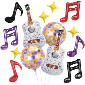 Inflatable Silver Kpop Guitar Balloons 22 Inch Disco Ball Balloons K Pop Korean Idol Music Note Balloon 90s Rock and Roll Movie Demon Theme Party Decor for Singer Concert Birthday Party Decorations