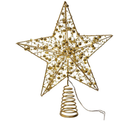 Kurt Adler 11.8" Battery Operated LED Lighted 5-Point Gold Metal Star Treetop