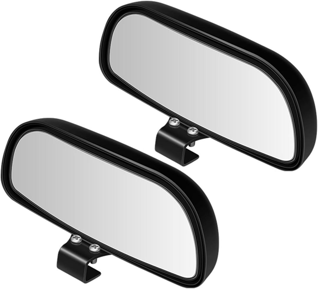 Blind Spot Mirror for Car, HD Glass Convex Wide Angle Blindspot Rear View Mirrors, Adjustable Clip On Car Side Mirror for Trucks SUVs Jeep RVs, Fits Max 0.16in/0.4cm Framed Mirrors (Black 2pcs)