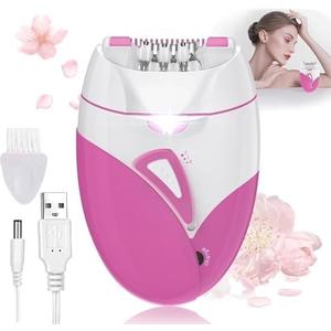 Epilator for Women, Smooth Glide Facial Hair Remover for with 2 Speed & LED Light, Electric Epilator for Women Facial Hair Removal Suitable for Face, Bikini Areas, Underarms, Arms, Legs
