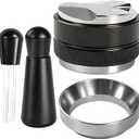 Espresso Accessories Kit, 51mm Coffee Distributor & Tamper Leveler, Dosing Funnel Set and WDT Tool for Delonghi 51 mm Espresso Machines and Portafilters