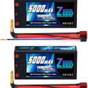 Zeee 2S Shorty Lipo Battery 5000mAh 7.4V 100C Hard Case Battery with 4mm Bullet to T Connector for RC 1/10 Scale Vehicles Car Trucks Boats RC Models(2 Pack)