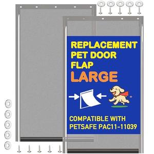 2 Pack Large Dog Door Replacement Flaps with Screws & Washers, Compatible with Petsafe Freedom Doggie Doors PAC11-11039 10 1/8" X 16 7/8" Weather Resistant Flexible (without Bracket-Smoky Translucent)