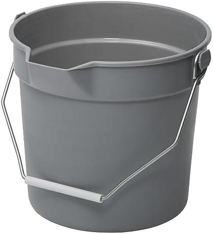 Winco Heavy-Duty Plastic Bucket/Utility Pail with Pour Spout, 14 Quarts, Gray
