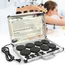 Portable Massage Stone Warmer, 18pcs Basalt Hot Stone Massage Set, Electric Rock Heater Kit, Dry Heating Box for SPA Center, Beauty Salon, Travel & Home Use, Healing, Relaxing & Pain Relief