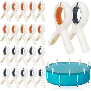 Above Ground Pool Cover Clips - 20 Pcs 5.1 Inch Pool Cover Spring Clamps, Large Heavy-Duty Swimming Pool Cover Clip Holder, Plastic Winter Above Ground Pool Cover Fasteners for Towel Beach Chair