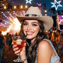 Barelove Cowboy Hat Cowgirl Hat - Preppy Sparkly Cowboy Hats for Women Bachelorette Birthday Disco Party Halloween