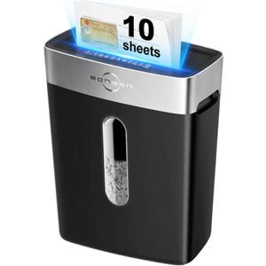 BONSEN 10-Sheet Cross-Cut Shredder for Home Office, P-4 high Security, Quiet, Credit Card Shredder, jam-Proof System, 4-Gallon bin