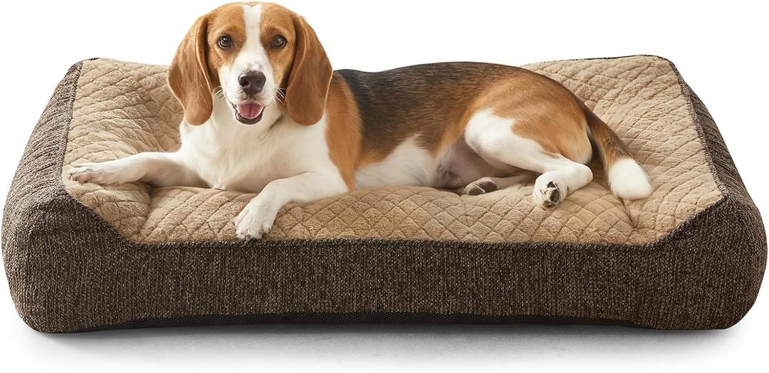Dog Couch for Medium Large Dogs, Fluffy Pet Sofa Bed with Premium Soft Corduroy Fleece, Washable Cover, Supportive Cushion, Gray Pet Furniture, Brown, 35in