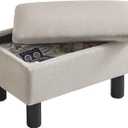 IBUYKE Storage Ottoman Footrest Stool with Linen Fabric, Rectangular, Flip Top Lid, Non-Slip Feet, Compact Design, Stylish and Functional, Linen RF-BD223