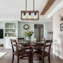 Farmhouse Light Fixtures,3-Light Dining Room Light Fixture,Industrial Metal Kitchen Pendant Lighting Over Island, Chandelier for Dining Table Kitchen Sink, Wood Grain Finish