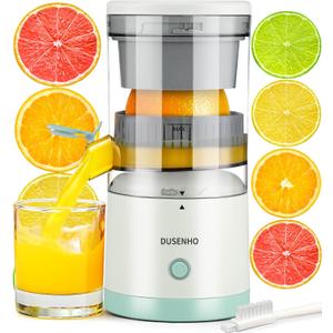 Electric Citrus Juicer Rechargeable - Electric Juicer Machines with USB and Cleaning Brush Portable Compact Juicer for Orange, Lemon, Limes (White)