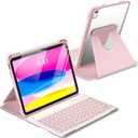 besky Keyboard case for iPad A16 11th 10th Generation 11/10.9 inch, Detachable Keypad360 Rotatable Magnetic Cover with Pencil Holder for iPad 11 2025 10 Gen 2022 - Light Pink