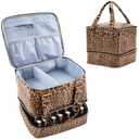 Uross Nail Polish Organizer Bag Holds 42 Bottles Nail Polish & Nail Lamp, Gel Nail Polish Organizers and Storage box for Nail Tech, Nail Kit Supplies Organizer Case - Leopard (Large - 11 x 9.5 x 9.5 inch (42 bottles))