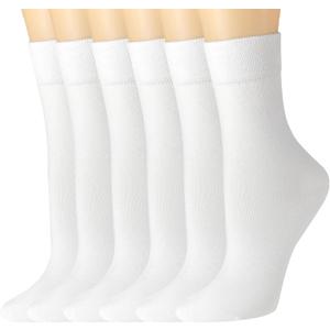 Losa Kute Super Soft Crew Socks Cozy Causal Athletic Socks 6 Pairs (White, M)