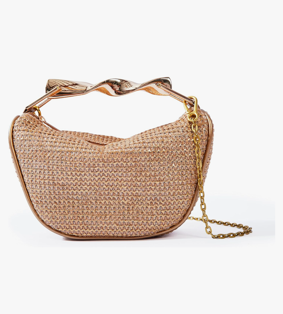 SKYK Straw Crossbody Bags for Women Summer Mini Satchel Handbags Top Handle Purse Woven Shoulder Bag