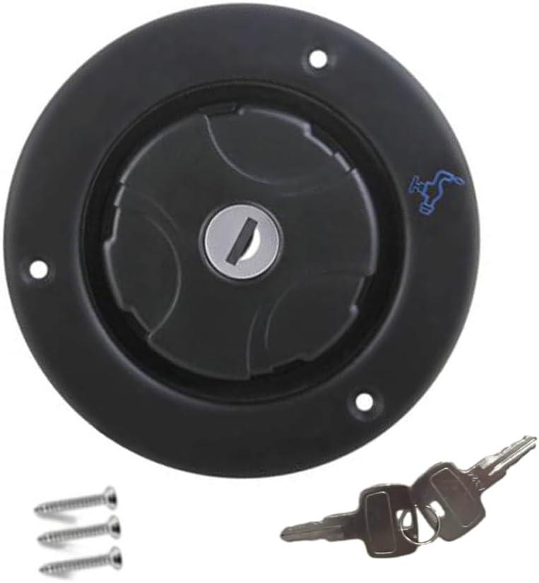 Water Locking Cap, 1 PC RV Fresh Water Locking Cap Replacement, RV Water Filler with Lock Compatible with Most Camping Trailer RV (Black)