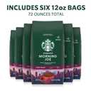 Starbucks Ground Coffee, Dark Roast Hot or Iced Coffee, Morning Joe, Six 12 oz Bags​ (EXP 03/16/27)