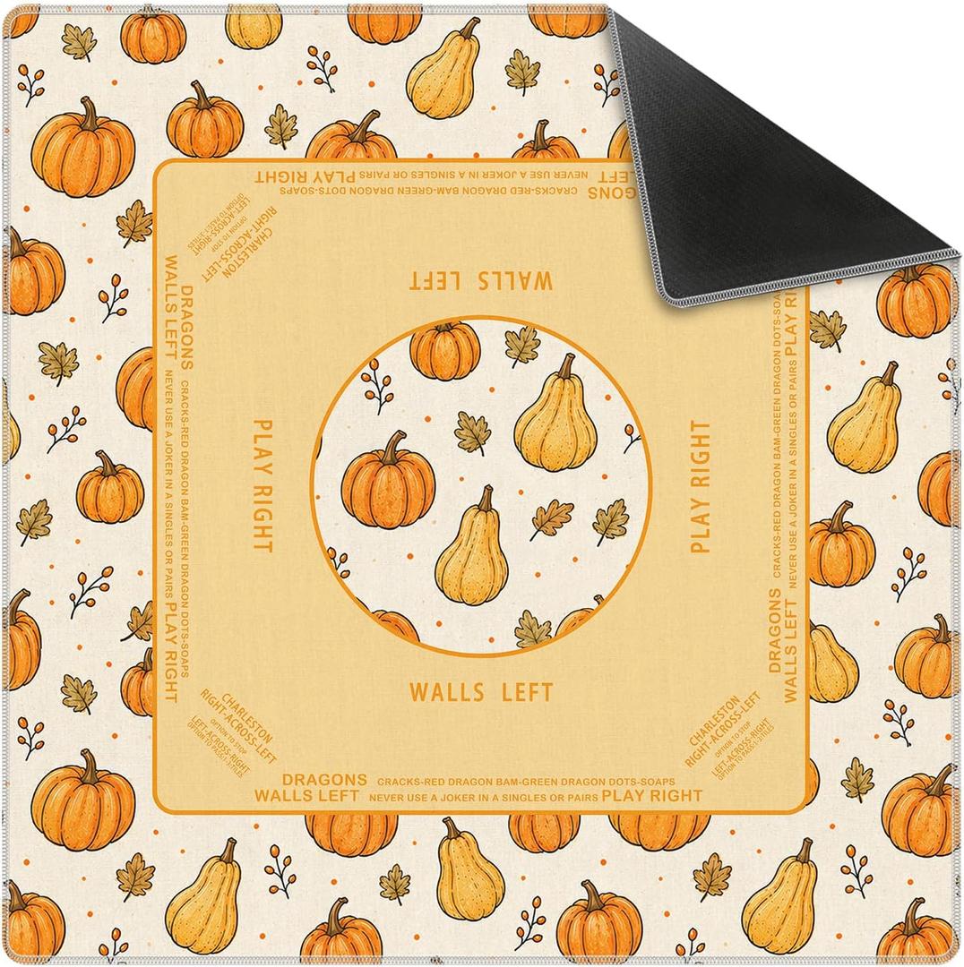 Orange Pumpkin Fall Mahjong Mat 31.5x31.5Inch