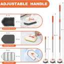 Long Handled Scrub Brush for Shower3-in-1 Cleaning Brushes with 3 Different Function Cleaning Heads Brush for Shower Cleaning Bathroom Kitchen Walls Tub Tile (Orange)