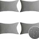 Home Brilliant Patio Pillows Outdoor Spring Waterproof Linen Throw Pillows Lumbar Rectangle Accent Pillows for Bed Room Indoor Outside, 4 Pieces, 12x20inches (30x50 cm) Light Grey