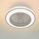 Ceiling Fans with Lights, 20" Caged Modern Flush Mount Ceiling Fan with LED Light, Housing Finish White, RGB Back Light
