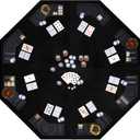 EVIEUN 48" 8-Player Foldable Poker Table Top Black, Casino Texas Hold'em Layout, Portable Anti-Slip Blackjack Poker Table Mat with Carrying Bag for Family Games Casino