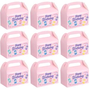 Marspark 24 Pack Kpop Theme Birthday Party Favor Paper Gift Boxes Kpop Themed Treat Boxes for Anime Themed Birthday Party Decorations (Soda Pop, Pink)